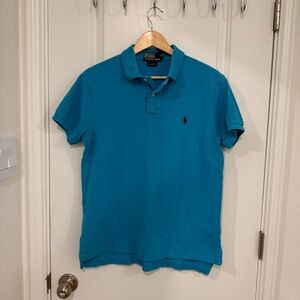 Polo by Ralph Lauren Men's Teal Polo Shirt Custom Fit Size Medium Preppy Classic